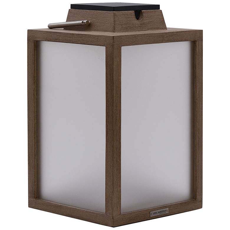Image 1 Tradition 16" High Weathered Teak LED Solar Outdoor Lantern