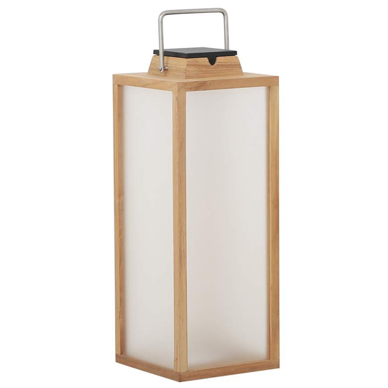 Image 1 Tradition 25 1/2 inch High Teak Wood LED Solar Outdoor Lantern