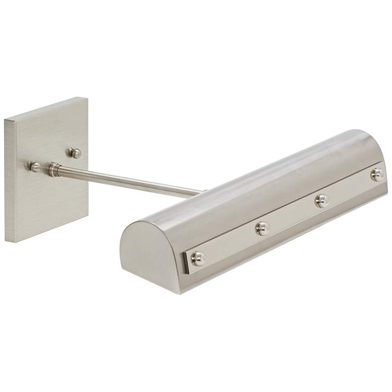 Image 1 Traditional 14" Wide Nickel LED Picture Light w/ Rivet Motif