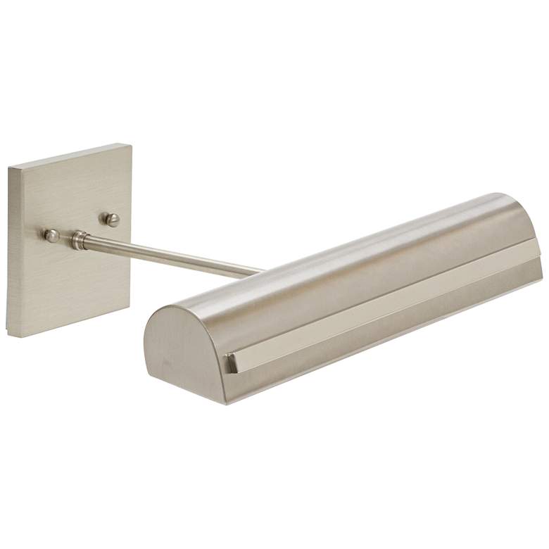 Image 1 Traditional 14" Wide Nickel LED Picture Light w/ Strap Motif