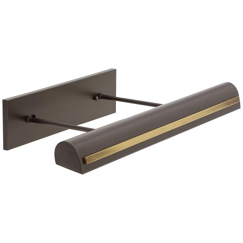 Image 1 Traditional 24" Wide Bronze LED Picture Light w/ Strap Motif