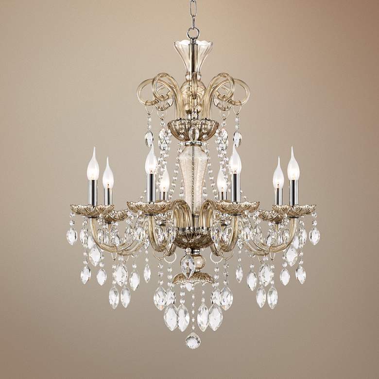 Image 1 Traditional 28 inch Wide 8-Light Crystal Chandelier