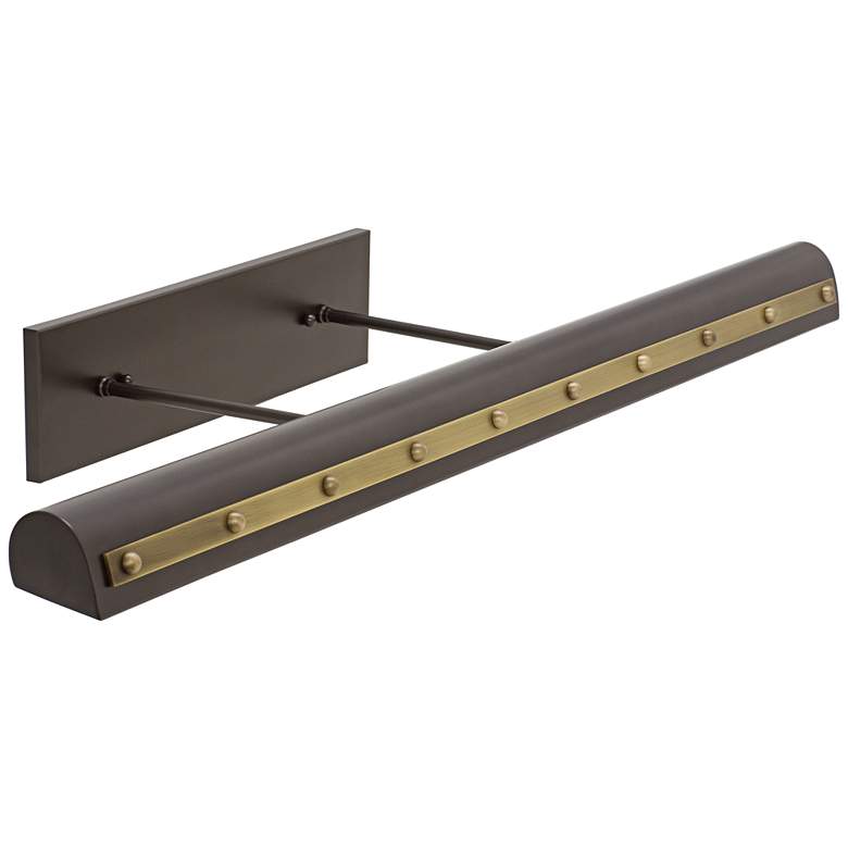 Image 1 Traditional 36" Wide Bronze LED Picture Light w/ Rivet Motif