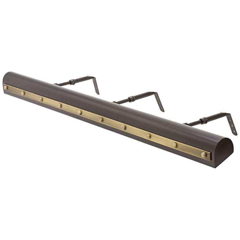 Image 1 Traditional 36" Wide Bronze Picture Light with Rivet Motif