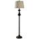 Traditional 62" Natural Linen Shade and Bronze Floor Lamp