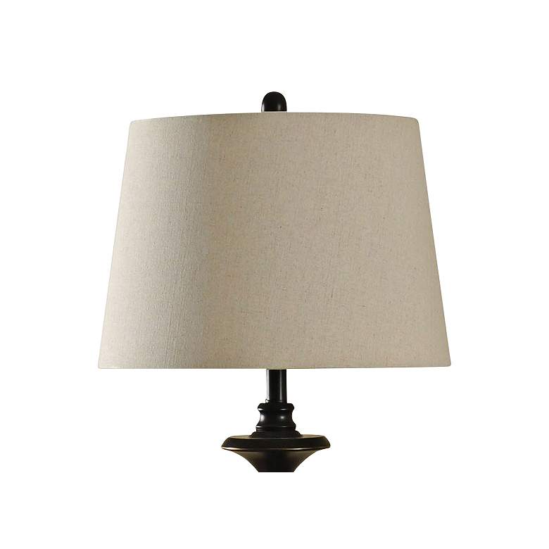 Image 3 Traditional 62 inch Natural Linen Shade and Bronze Floor Lamp more views