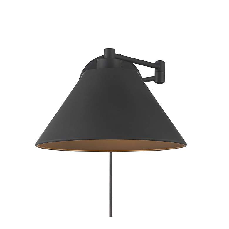 Image 3 Traditional 8" High Matte Black Adjustable Wall Sconce more views