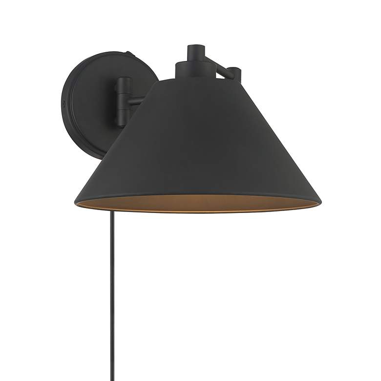 Image 4 Traditional 8" High Matte Black Adjustable Wall Sconce more views