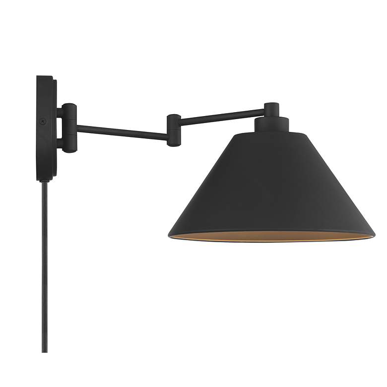 Image 5 Traditional 8" High Matte Black Adjustable Wall Sconce more views