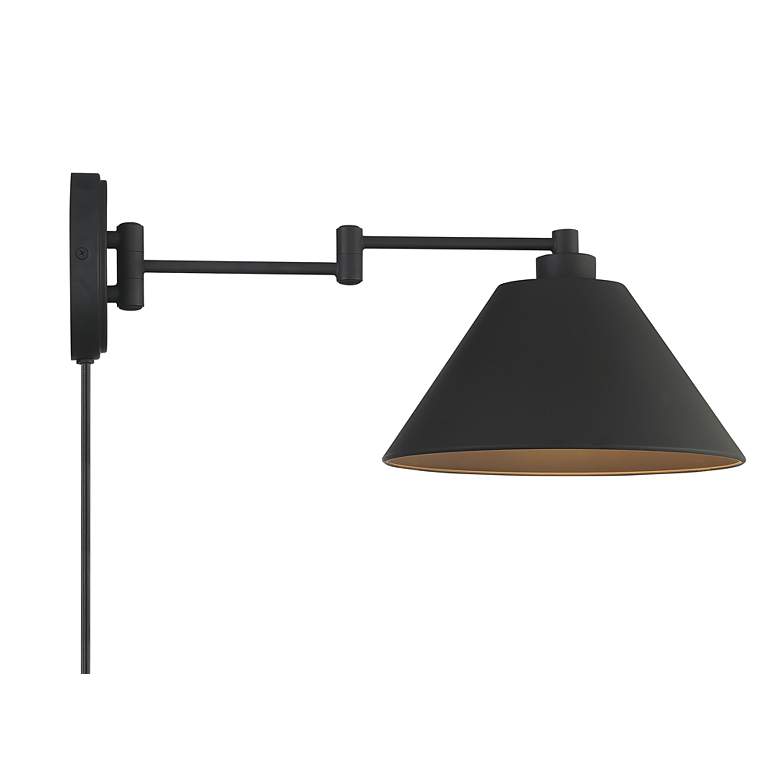 Image 6 Traditional 8" High Matte Black Adjustable Wall Sconce more views