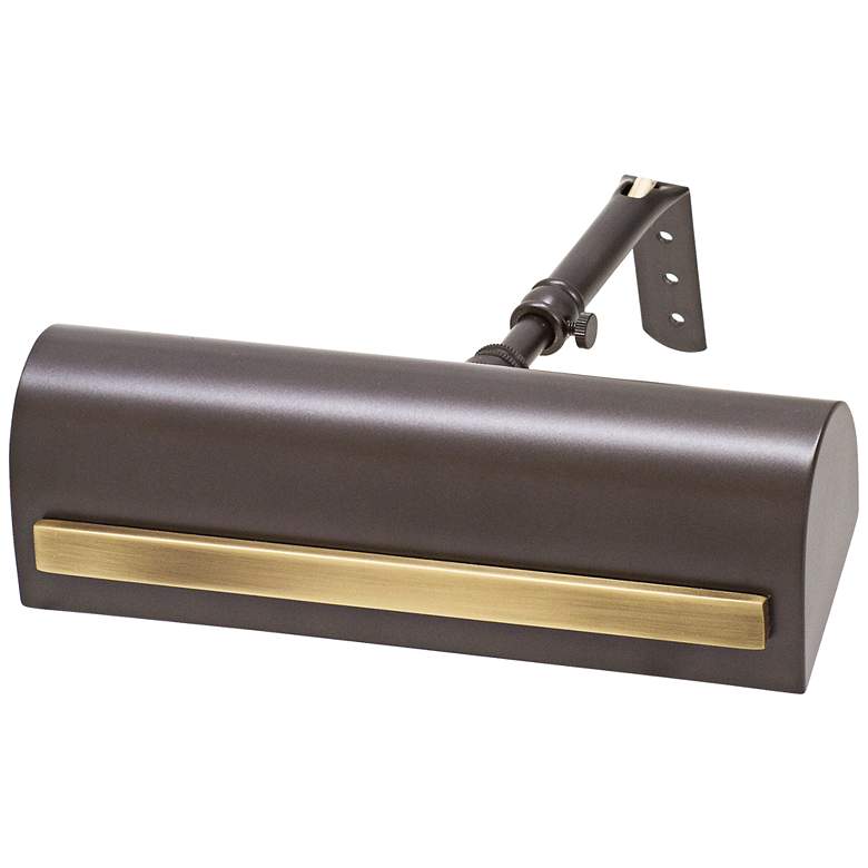 Image 1 Traditional 8"W Mahogany Bronze Picture Light w/ Strap Motif