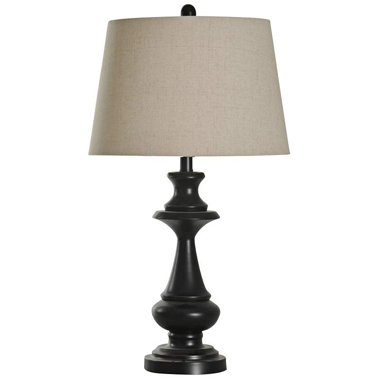 Image 1 Traditional Bronze 28" Natural Linen and Metal Table Lamp