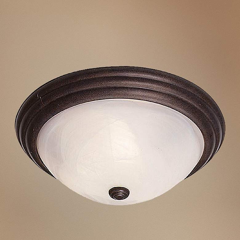 Image 1 Traditional Bronze Finish 13 inch Wide Ceiling Light Fixture