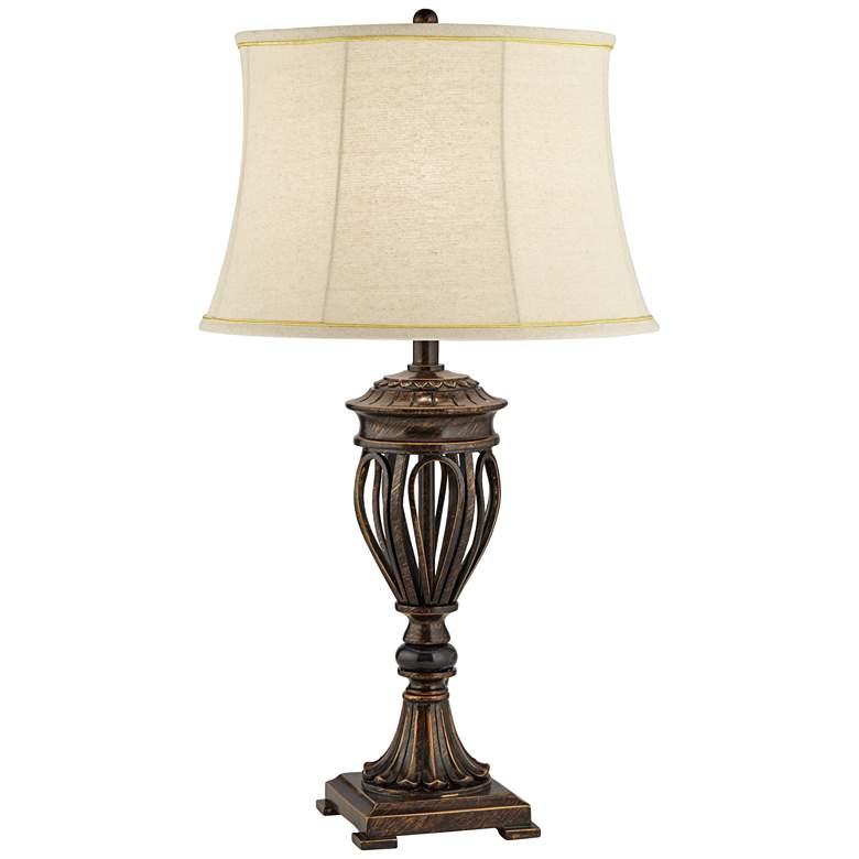 Traditional Bronze Open Urn Base Lamp with Table Top Dimmer