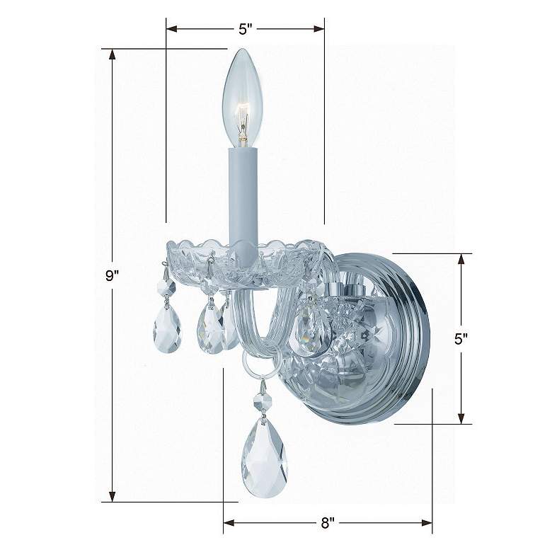 Image 5 Traditional Crystal 1 Light Clear Crystal Chrome Sconce more views