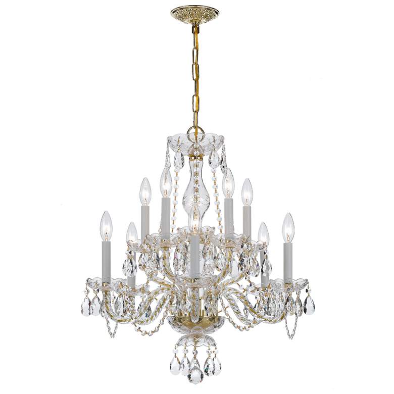 Image 1 Traditional Crystal 10 Light Italian Crystal Polished Brass Chandelier