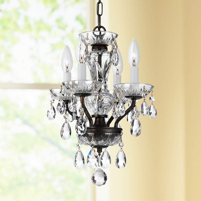 Image 1 Traditional Crystal 11" Wide Bronze 4-Light Mini Chandelier