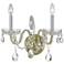 Traditional Crystal 12 1/2" High Brass 2-Light Wall Sconce