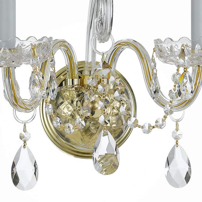Image 2 Traditional Crystal 12 1/2" High Brass 2-Light Wall Sconce more views