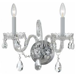Traditional Crystal 12 1/2" High Chrome 2-Light Wall Sconce