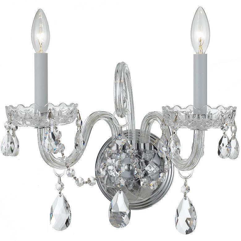 Image 3 Traditional Crystal 12 1/2" High Chrome 2-Light Wall Sconce more views