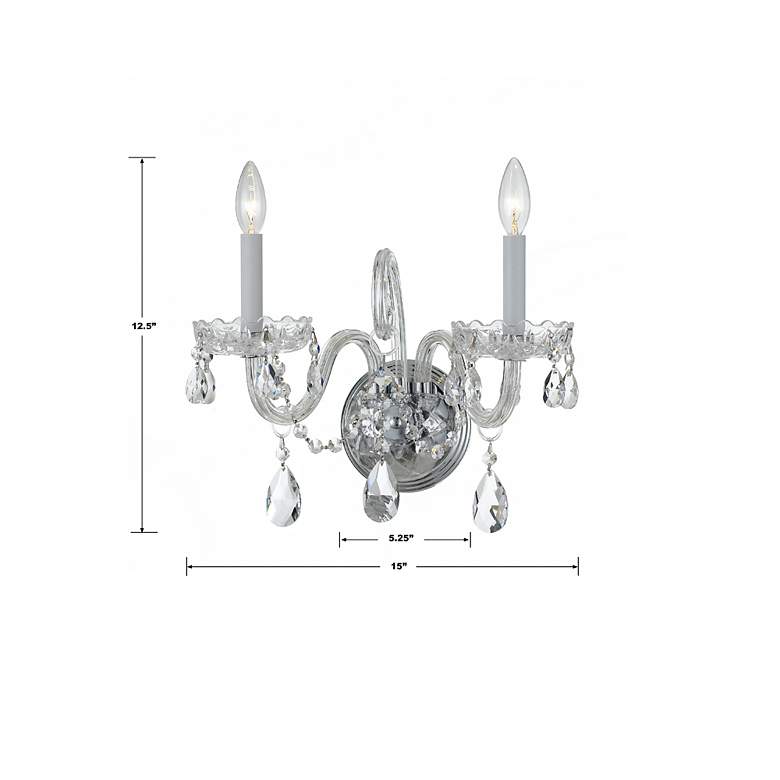 Image 5 Traditional Crystal 12 1/2" High Chrome 2-Light Wall Sconce more views