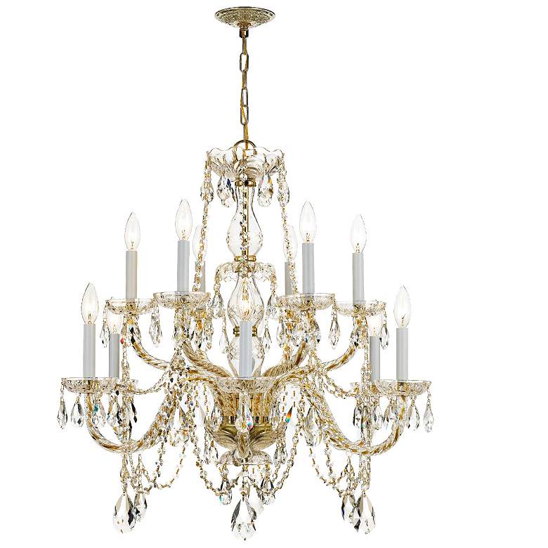 Image 1 Traditional Crystal 12 Light Italian Crystal Polished Brass Chandelier