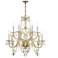 Traditional Crystal 12 Light Italian Crystal Polished Brass Chandelier