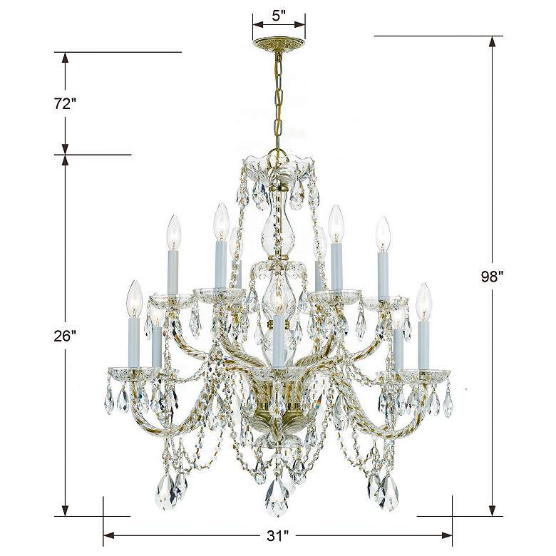 Image 2 Traditional Crystal 12 Light Italian Crystal Polished Brass Chandelier more views