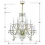 2_Traditional Crystal 12 Light Italian Crystal Polished Brass Chandelier more views