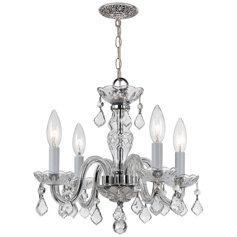Image 2 Traditional Crystal 15 inch Wide Chrome 4-Light Chandelier