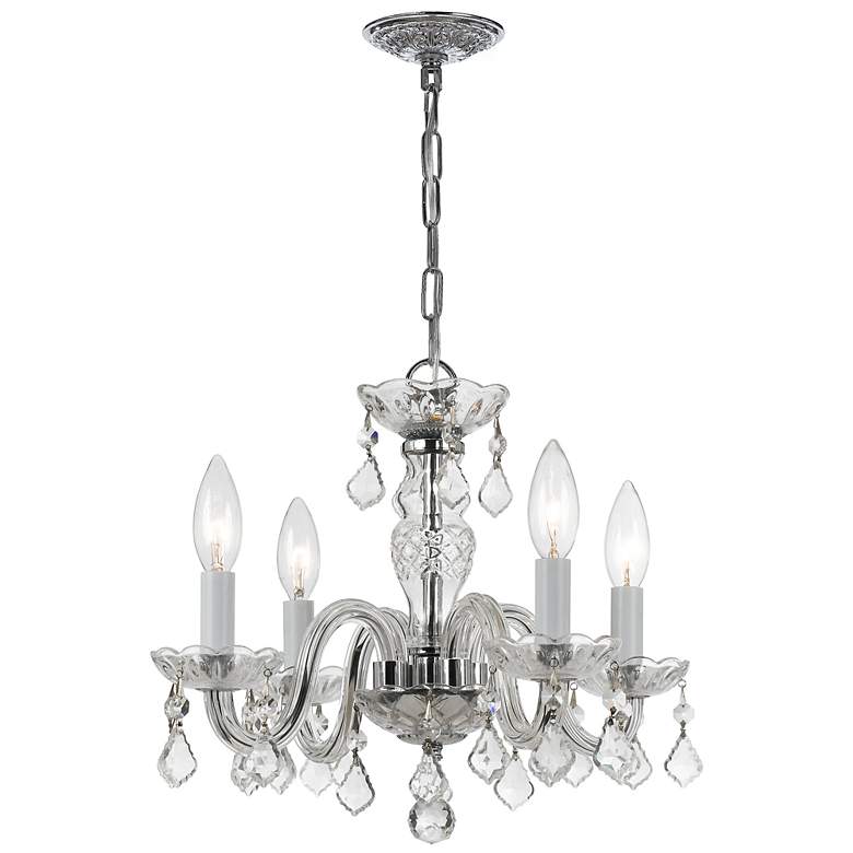 Image 2 Traditional Crystal 15" Wide Chrome 4-Light Chandelier