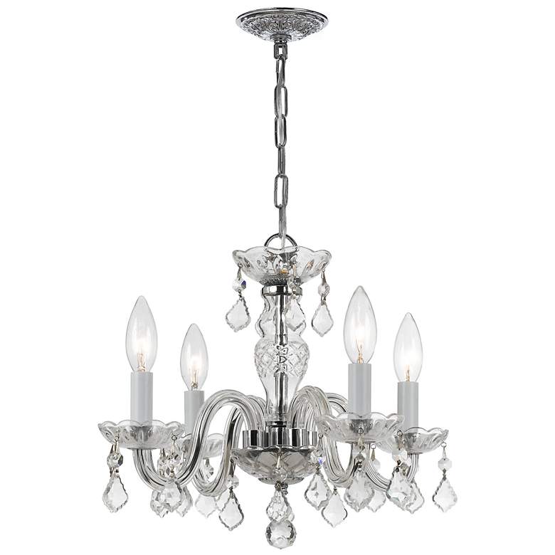 Image 2 Traditional Crystal 15 inch Wide Chrome 4-Light Chandelier