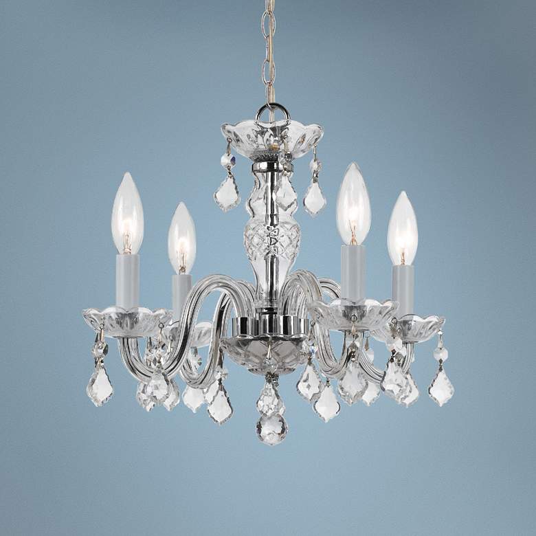 Image 1 Traditional Crystal 15 inch Wide Chrome 4-Light Chandelier