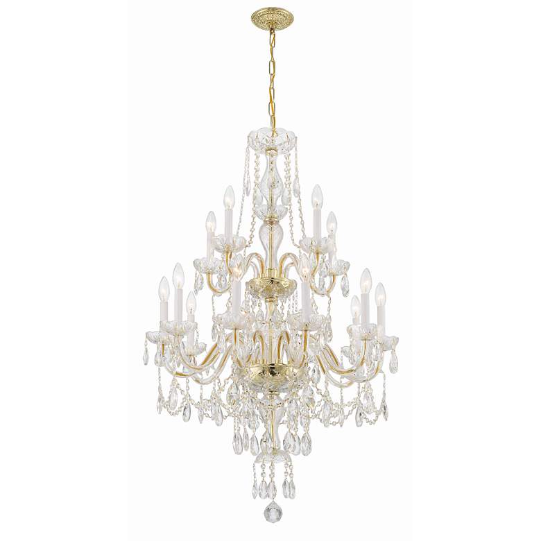 Image 3 Traditional Crystal 15 Light Polished Brass Chandelier more views