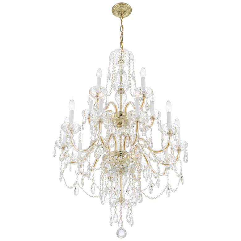 Image 4 Traditional Crystal 15 Light Polished Brass Chandelier more views
