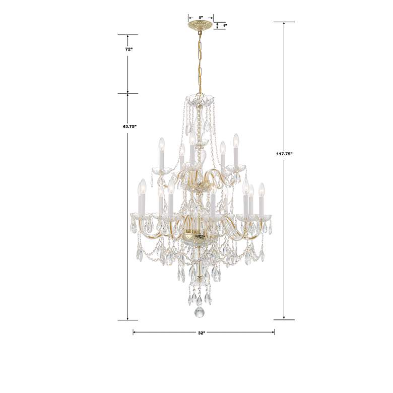 Image 6 Traditional Crystal 15 Light Polished Brass Chandelier more views