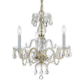 Image2 of Traditional Crystal 16" W Polished Brass 3-Light Chandelier more views