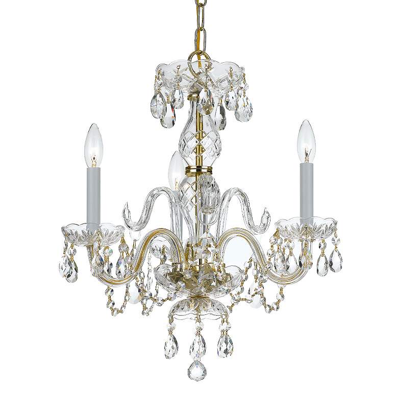 Image 2 Traditional Crystal 16" W Polished Brass 3-Light Chandelier more views