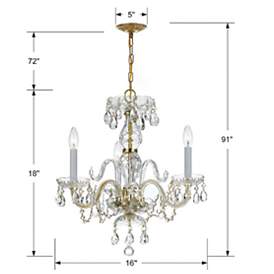 Image4 of Traditional Crystal 16" W Polished Brass 3-Light Chandelier more views