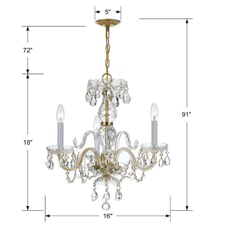 Image 4 Traditional Crystal 16" W Polished Brass 3-Light Chandelier more views