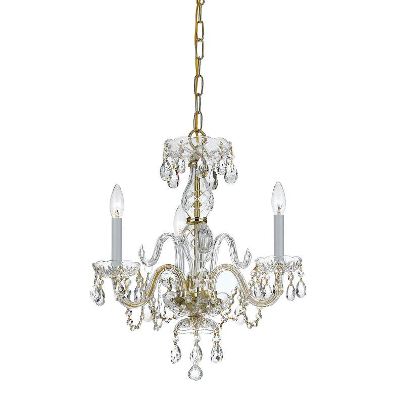 Image 6 Traditional Crystal 16" W Polished Brass 3-Light Chandelier more views