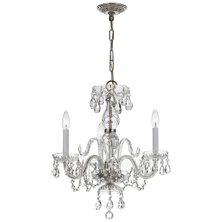 Image 2 Traditional Crystal 16"W Polished Chrome 3-Light Chandelier