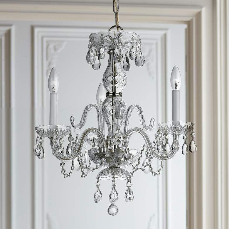 Image 1 Traditional Crystal 16"W Polished Chrome 3-Light Chandelier