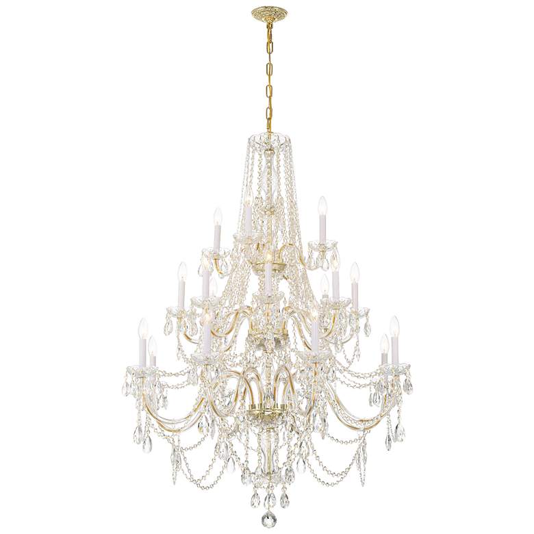 Image 1 Traditional Crystal 20 Light Polished Brass Chandelier