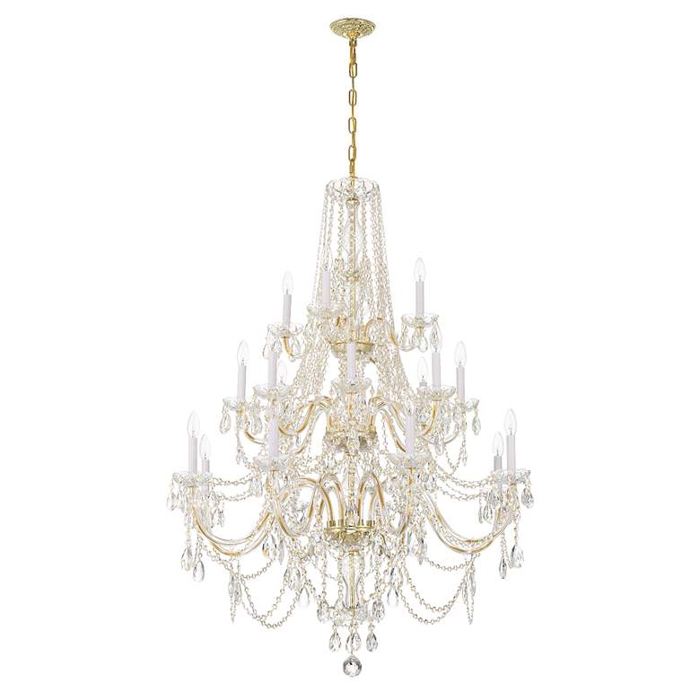 Image 2 Traditional Crystal 20 Light Polished Brass Chandelier more views