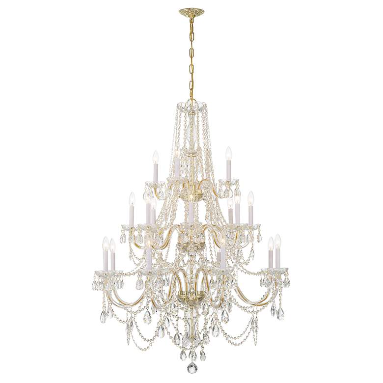 Image 3 Traditional Crystal 20 Light Polished Brass Chandelier more views
