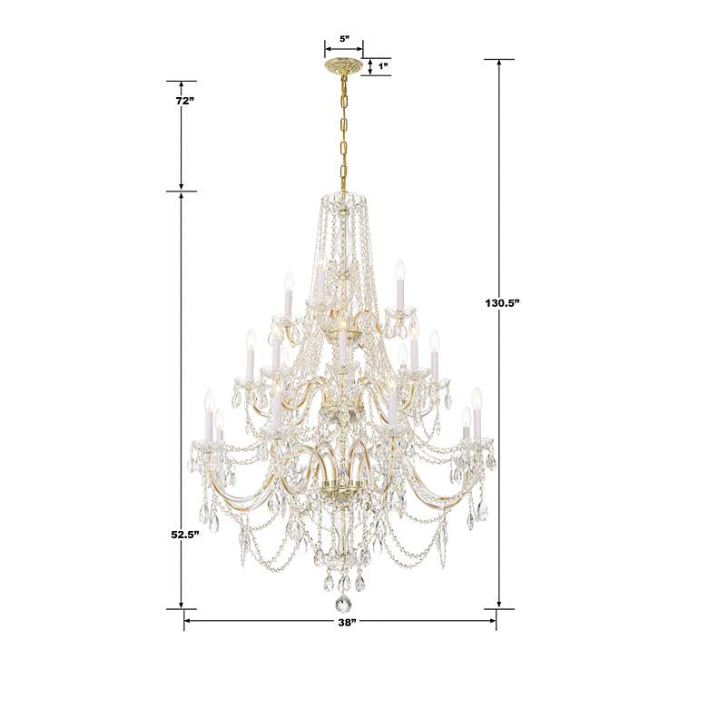 Image 5 Traditional Crystal 20 Light Polished Brass Chandelier more views