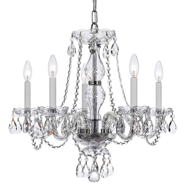 Image 2 Traditional Crystal 21 inchW Chrome 5-Light Chandelier