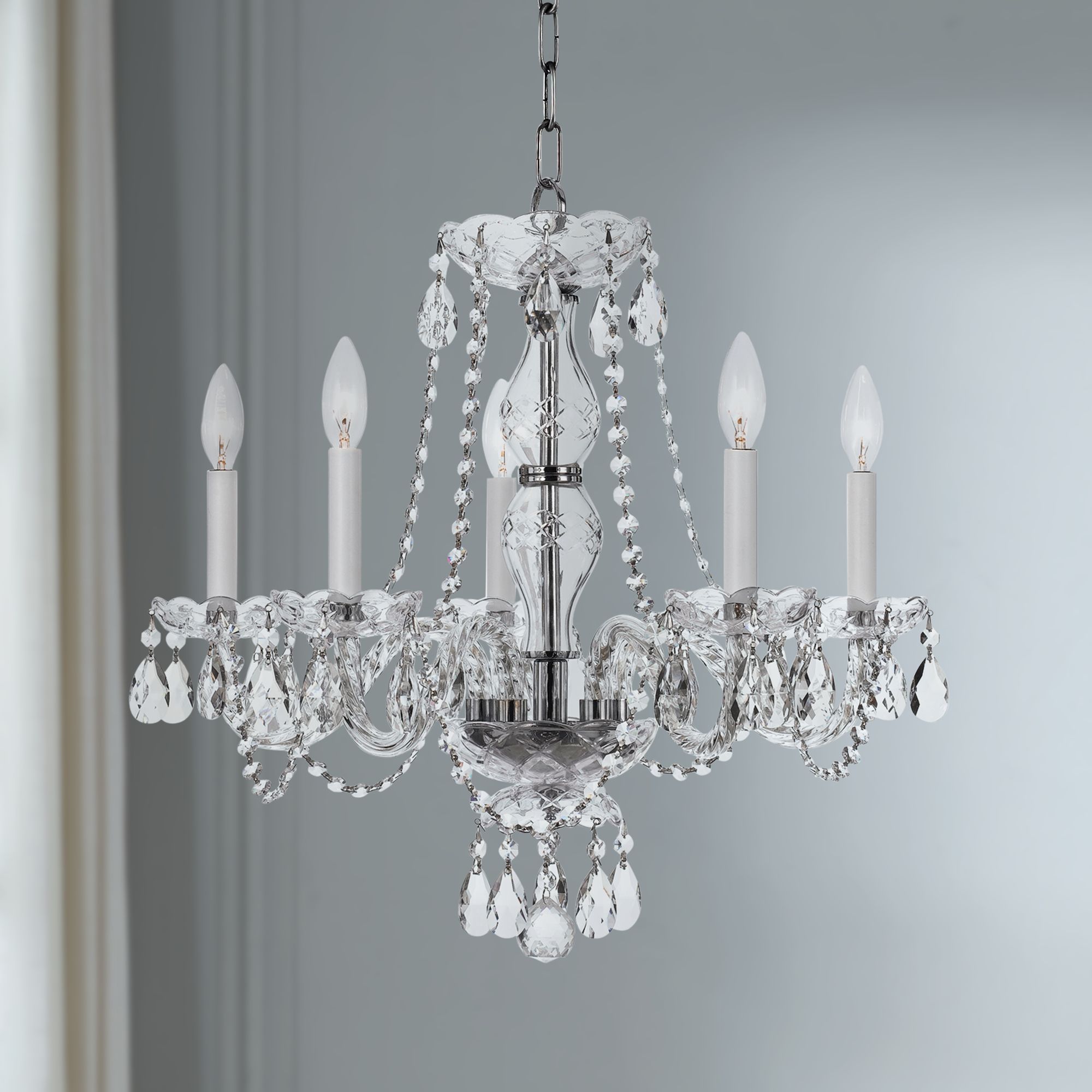 5 light glass chandelier